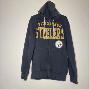 NFL Pittsburgh Steelers Full Zip Hoodie Men's M Embroidered Spellout Spell Out